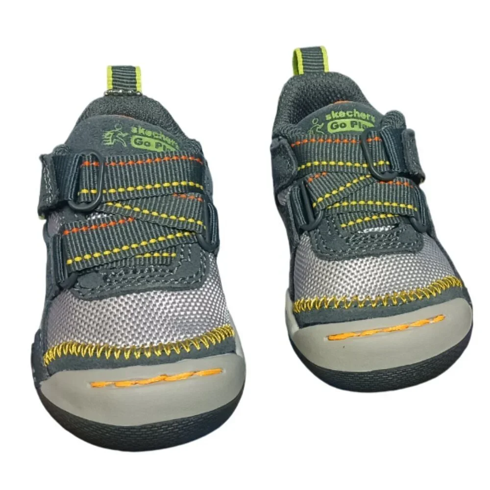 Skechers Baby Boys' Flex Play-Easy Pick Sneaker Charcoal/Grey 4 Medium Toddlers